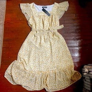 Yellow Ruffle Floral Summer Dress